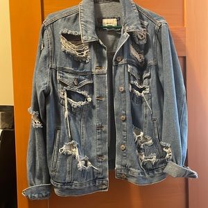 Ripped Jean Jacket - Denim - L - Forever 21